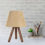 Opviq Lámpara de Mesa AYD-637, Pantalla PVC, Patas Madera Haya, Beige y Marrón, 22x33 cm